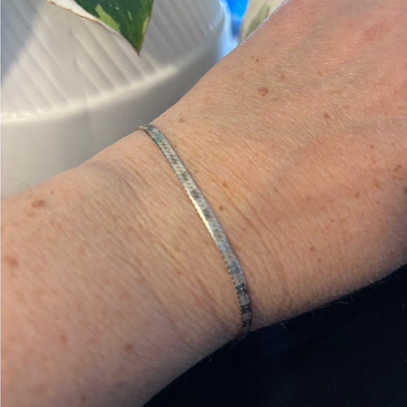 Jewelry - Sterling Silver Herringbone Bracelet 925 Flat Snake Chain 7” Minimalist